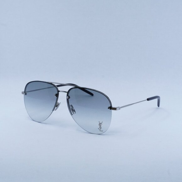 Saint Laurent CLASSIC 11 M 005 Sunglasses Silver Aviator Frame, Grey Lenses - Picture 1 of 10